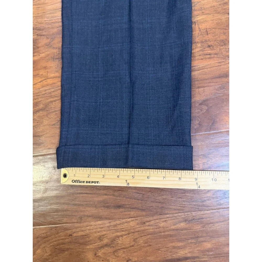 NEW Nautica Men's Dress Pants Blue Solid Fit Pleated Travel 36x30 READ